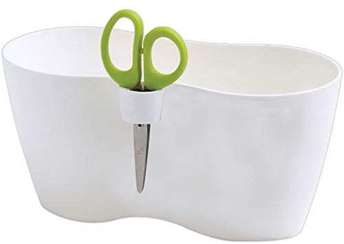 Erhard-Trading Kräutertopf MEDRA DOBLO + Schere für Kräuter 25 x 15 cm Weiß Blumentopf Doppel