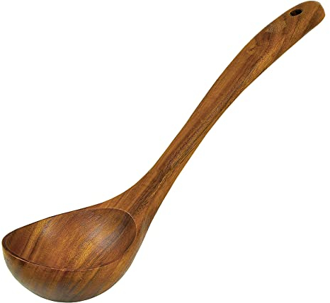 Mestolo da Zuppa, Utensili Cucina Legno, Cucchiaio per Cucinare e Servire Alimenti, Taglia Media, 30.5 cm
