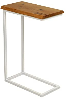 BestLoft.de Kleiner Beistelltisch Couch Schwarz Weiß Holz Laptoptisch C Form Sofatisch Side Table Tabletttisch Eiche Bed Table Nachttisch hoch Laptoptisch für Couch Kleiner Wohnzimmertisch (CWHB-W)