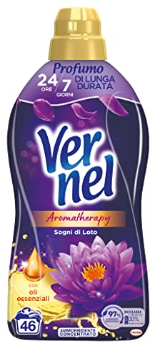 Vernel Aromatherapy Sogni di Loto, Ammorbidente Lavatrice Concentrato, Sensazione Di Profumo Come Appena Lavato, confezione singola da 46 lavaggi