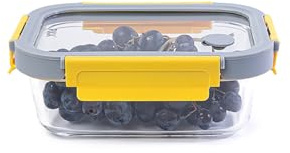 Pika - Boite alimentaire en verre et couvercle en verre trempé - Hermétique, Compatible au micro-ondes, four, congélateur - GlassShock (640 ml)