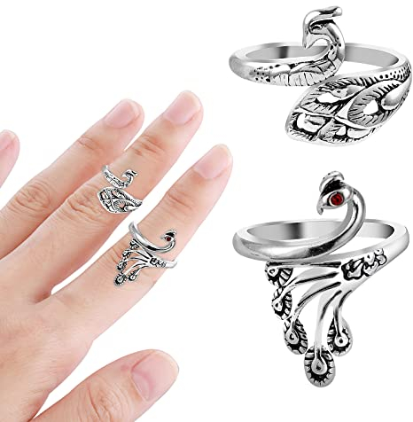 Sibba Strick-Häkelring-Zubehör 2 Stück Blockierbrett für Fingergarnführung Befestigungsschnur Zubehör Häkelringe Halter Fingerhut mit Nadeln Etiketten verstellbare Schlaufe (Silberfarben)