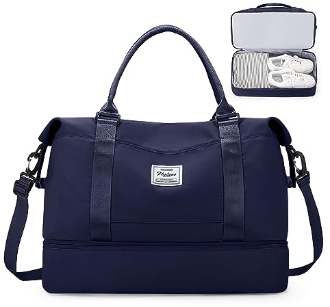 Reisetasche Damen Easyjet Handgepäck Tasche Sporttasche Weekender Bag Schwimmtasche Wasserdicht Travel Bag Duffle Bag Fitnesstasche Trainingstasche Krankenhaustasche mit Schuhfach,A7-Dunkeblau