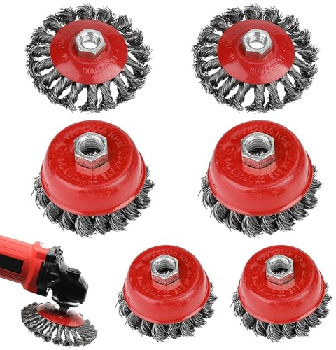 6 Stück Drahtbürste Flex für Winkelschleifer Set 75 MM und 100MM, Scheibenbürste Mit M14 Modelle für Bohrmaschine Polier, Schleifen, Entrosten, Entgraten
