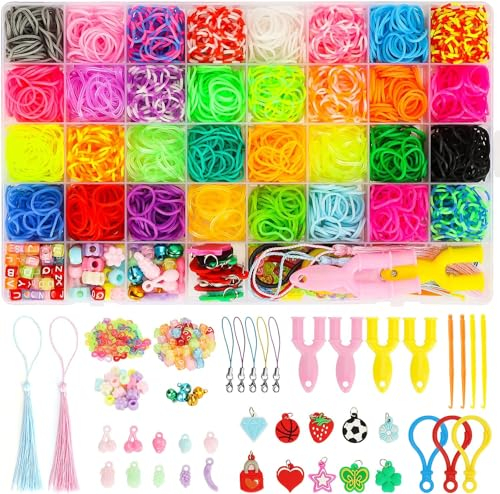 LIASDIVA 2500+ Loom bandset, 32 färger loops, gummi med tillbehör för armband, loomband låda set för pojkar flickor barn