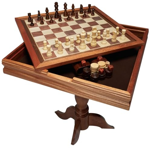 VEVOR 3 in 1 Schach Checkers Backgammon Tisch Set, 18 Zoll Premium Holz Schachtisch, Deluxe Combo Spiel Tisch Möbel Set, Schachset Brettspiel Geschenk für Familie Brettspiele
