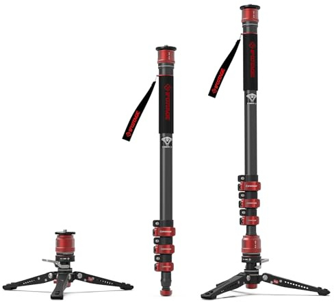IFOOTAGE 71”Carbon Fiber Monopod with Feet Cobra 3 Monopod C180F-P,Pedal Base Tripod CB3 Base-P Low Profile,for Sony,Nikon,DSLR,Max.Payload 17.64lb/8KG