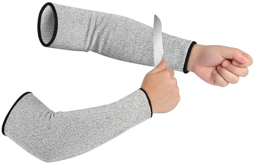 flintronic Maniche Resistenti al Taglio, 1Paia Protezioni per Braccia di Protezione Anti-taglio Livello 5, Manicotti Braccia per Pelle Sottile, Lividi Maniche, per Lavori in Cucina da Giardino(45CM)
