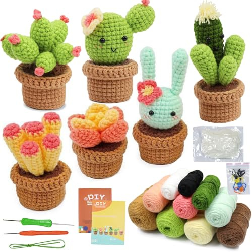 Mecctuck 6 set all'uncinetto per principianti, set crochet, lana per uncinetto, uncinetto per principianti, lana per lavori a maglia fai da te con uncinetto, set per principianti, set all'uncinetto