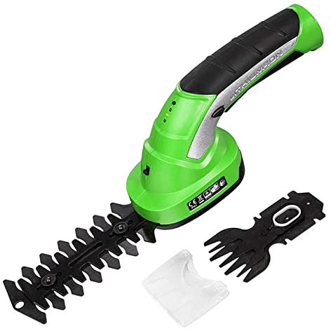 HUIOP Tijeras de Podar Eléctricas,Tijeras de podar inalámbricas 2 en 1, Cortasetos, Tijeras de podar eléctricas con Mango Giratorio para Limpiar los Bordes del césped Arbájelo en Forma