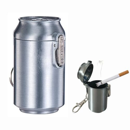 Portable Ashtray with Lid Pocket Ashtray Mini ashtray with metal clasp Alloy Material Compact and Lightweight Ideal for Camping Hiking Picnics and Everyday Use (Silver)