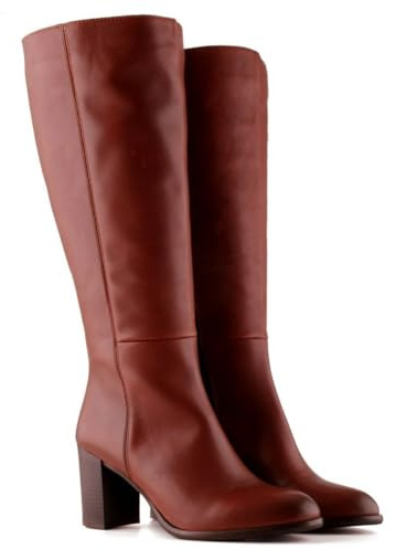 Jilsen Bottes Mollets Larges Nikita | XL Tour de Mollet 52 | Chestnut | Talon 8 | Pointure 40 | Tige Large