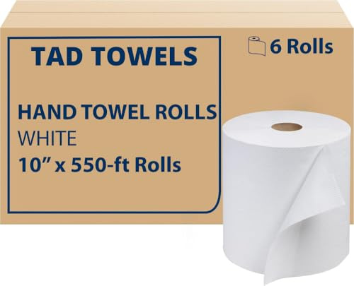 High Capacity Premium TAD Towel Tissue Roll, Home/Commercial Soft Paper Towels for Toilet and High-Traffic Areas, Fits Enmotion Touchless Automatic & Manual Dispenser, 10 x 550 ft Rolls, White