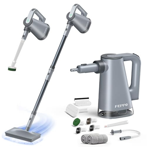 FEPPO Steam Mop & Handheld Steam Cleaner for Home and Floor Cleaning, 15s Heat-Up, 230°F Powerful Steamer with 10in1 Multi-Purpose Attachments for Floor,Hardwood,Tile,Grout,Window,Kitchen,Bath