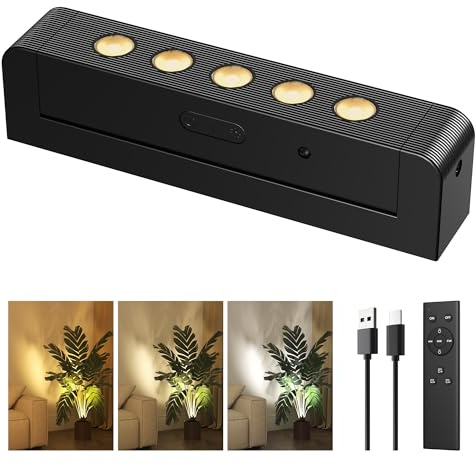 Spotlights Indoor with Daily Auto Timer, 5500mAh Rechargeable Plant Lights, Wireless Uplighting with Remote, 3CCT & Dimmable, Display Lights for Painting, Artwork, Plants, Accent Lighting