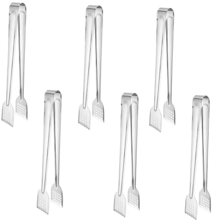 WEKADRIN 6 pezzi Pinzette Cucina Professionali in Acciaio Resistente Mollette Alimenti Resistenti e Pratiche Clip per Pane e Barbecue Utensili Antiscivolo Facili da Pulire Design Compatto