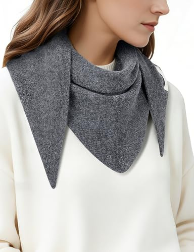 Becellen Triángulo Bufanda Mujer, Invierno Lana Pañoletas Gris Suave Cálido Bufandas Y Cuellos Lana Mujer