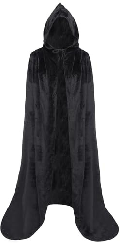 Kappa Cape Unisex Kökostym Med Huva, Rollspelsmantel Festoutfit(Black,Large)