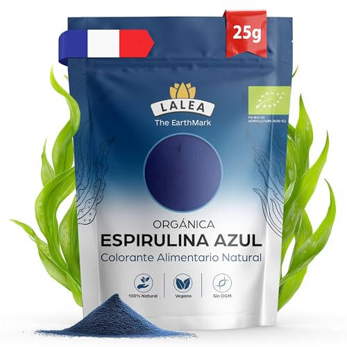 LALEA Espirulina Azul Ecológica en Polvo 25g – Spirulina Azul – Blue Spirulina Powder (Ficocianina) – Vegan Colorante Alimentario Natural (E18) – Para Smoothies, Bebidas, Postres, Repostería
