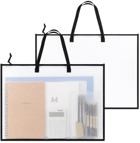 Carpeta A2, carpeta A2, carpeta de dibujo, juego de 2 bolsillos para documentos, carpeta de arte con cremallera, solución organizadora para oficina y estudio