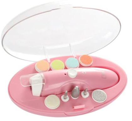Adorainbow Ensemble D'ongles Portable USB 9 Têtes de Meulage en Résine Abs, Kit de Manucure Rechargeable pour Ongles Bébé, Adulte et Animal