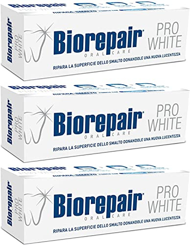 Biorepair Pro White Whitening Toothpaste with microRepair 2.5 fl.oz 75ml,Pack of 3