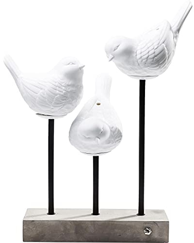 Kare Design Tischlampe Animal Birds LED Weiß, Tischleuchte, Vogel Motiv, Porzellan Schirm, Beton Fuß, Schreibtischlampe Kinder, Dekoleuchte, Lampe für Wohnzimmer, Schlafzimmer, 52x35x25 cm (H/B/T)