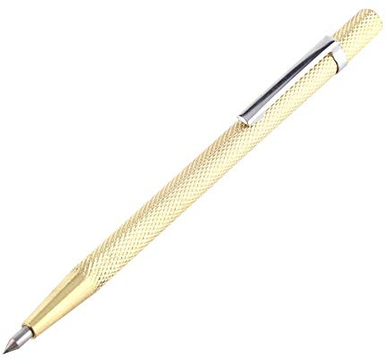 Walfront Pointe à Stylo de Gravure pour Verre/Céramique/Feuille de Métal Scriber Portatif de Poche avec Clip 14,5 cm / 5,7 (Doré)