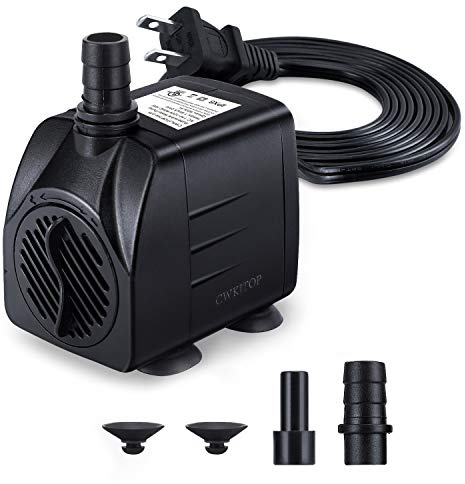 CWKJ Fountain Pump, 220GPH(15W 900L/H) Submersible Water Pump, Durable Outdoor Fountain Water Pump with 7.2ft（2.2m） Power Cord, 3 Nozzles for Aquarium, Pond, Fish Tank, Water Pump Hydroponics
