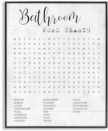 Stupell Industries Bathroom Search Fun Family Word, Design by Daphne Polselli Wall Art, 11 x 14, Black