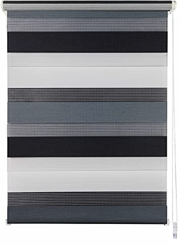 ondeco Doppelrollo Klemmfix Duo Rollo für Fenster ohne Bohren, Sonnenschutz Plisseerollo lichtdurchlässig und Blickdicht Grau-Anthrazit 140x160 cm