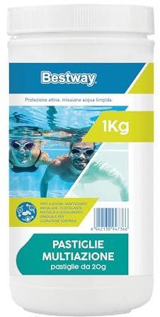 Bestway Cloro Pastiglie Multiazione 1 Kg da 20 Gr Acqua Piscina