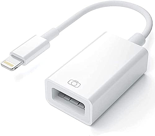 Adaptador de Apple Lightning a USB 3.0 para cámaras con Cable, portátil conectar un Lector Tarjetas, una Memoria Teclado, ratón, concentradores o Midi al iPhone/iPad. y Listo (Blanco