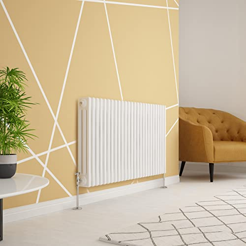 Warmehaus Traditional Radiator Triple Column White Horizontal Cast Iron Style Central Heating Radiator -600 x 1190mm