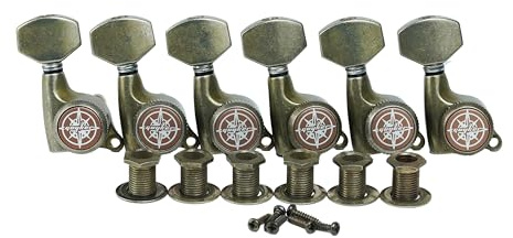 Guyker Rust Color Guitar Locking Tuners, Tuning Key, Machine Head (6 for Right Handed), Ratio 1:18 Vintage-style 6-In-Line Tuners, Compatible with ST Start Electric Guitar