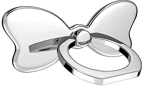 PZOZ Bague Telephone Portable nœud papillon, Anneau de Support pour téléphone Portable réglable à 360° - Anneau Universel en Alliage de Zinc pour Tous Les Smartphones, iPhone, Samsung, Huawei (Argent)