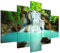 Estika Leinwand bilder - Wasserfall, See, Wald, Baum - 150x105 cm, 5 teilige kunstdruck - Wandbilder wohnzimmer, schlafzimmer, Moderne wanddeko, Bild auf leinwand - Natur bilder - 1969A_5H