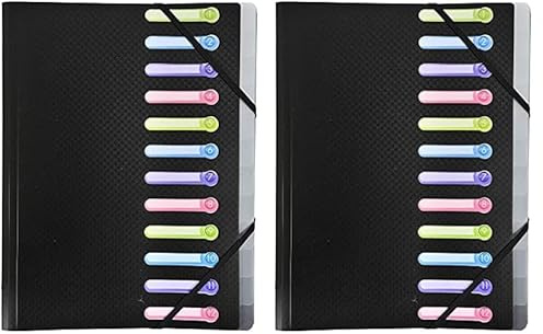 Exacompta - Ref 55981E - Opak Multipart File with Internal Pocket - 240 x 320mm in Size, Suitable for A4 Documents, 12 Tabbed Sections, PP Cover with Tabs - Black (Pack of 2)