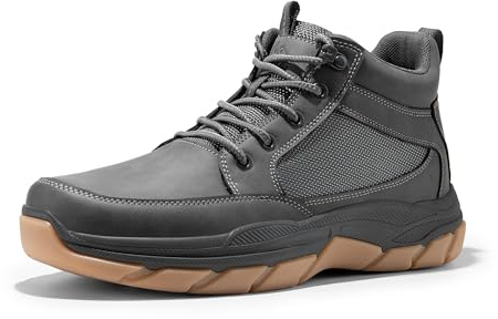 NORTIV 8 Men's Walking Boots Lightweight Breathable Durable Leather Upper Fashion Casual Chukka Ankle Boots Outdoors Hiking & Trekking Footwear,Size 10,Grey,SNHB2411M