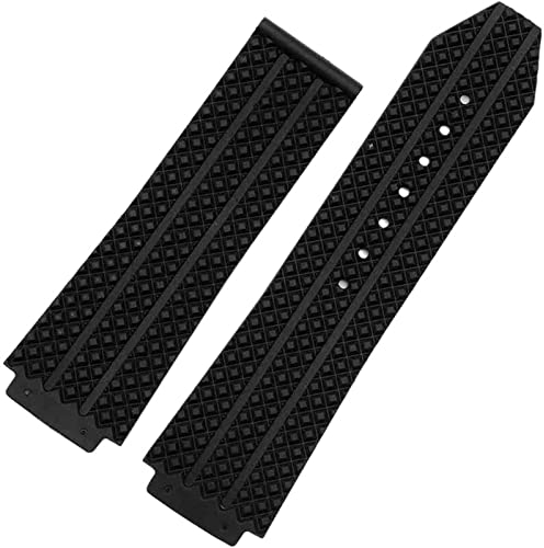 DAVNO Uhrenarmband aus Silikonkautschuk, 25 x 19 mm, 25 x 17 mm, für Hublot-Armband für Big Bang Watch, Schmetterlingsschnalle, Logo-Werkzeuge, Schwarz, No Buckle, Achat