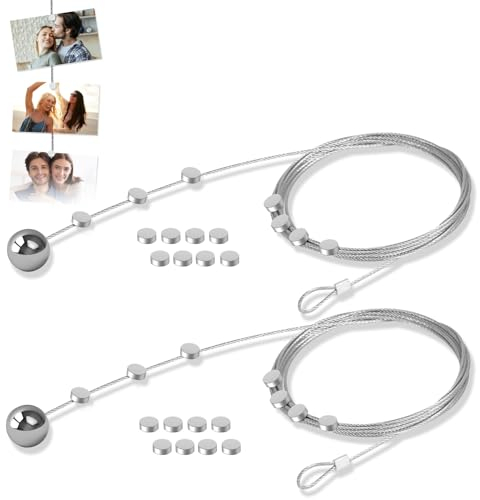 Fotoseil Fotodrahtseil 2 Stück Fotos Aufhängen Fotoleine Fotoseil mit 30 Magneten Klammern 250cm x 1,5mm Fotokette Fotoleine mit Klammern Um Bilder Aufhängen Schnur Von Fotos Postkarten