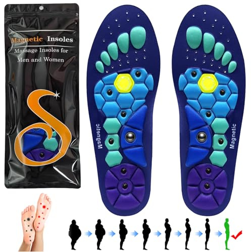 Audasi Plantillas Magnéticas, Plantillas Para Zapatos De Trabajo Para Aliviar La Fascitis Plantar Reflexología Plantillas De Acupresión Plantillas Ortopédicas Para Hombres Y Mujeres(Azul, M)