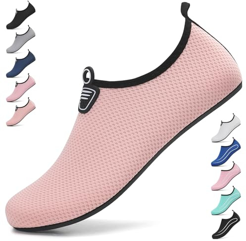 BARFULKER Chaussure Aquatique Femmes Hommes Chaussures d'eau pour Surf Plongée Nager Yoga Séchage Rapide Antidérapant Respirant Chaussures pour Sport Aquatique. Rose,39 EU