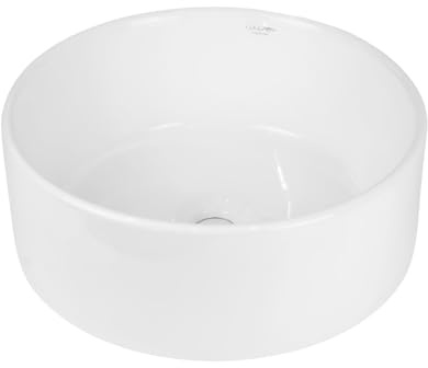 Lavabo Da Appoggio Ceramica Bianco Tondo Arredo Bagno Lavandino 41x41x16,5 Cm