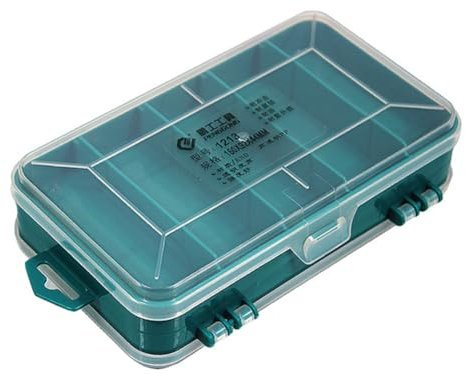 Kexpery Caja organizadora de herramientas de plástico transparente de doble cara para piezas pequeñas, compartimento organizador de herramientas multifuncional para tuercas, pernos, tornillos, clavos,