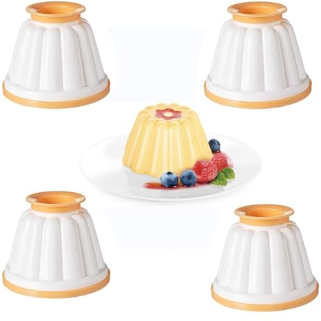 LEBKFT 4 Pcs Panna Cotta Moulds with Lid - Traditional Jelly Moulds & Mini Pudding Basins - Non Stick Cooking Pans