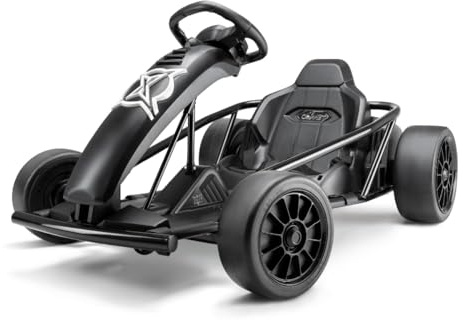 Xootz Comet Electric Go Kart, Kids Ride-On Racing Go Kart, 2 Geschwindigkeiten mit Drift-Modus und Rückwärtsfahren, Lenkrad und Pedalen, 2 x 12 V wiederaufladbare Batterien, Custom, Schwarz