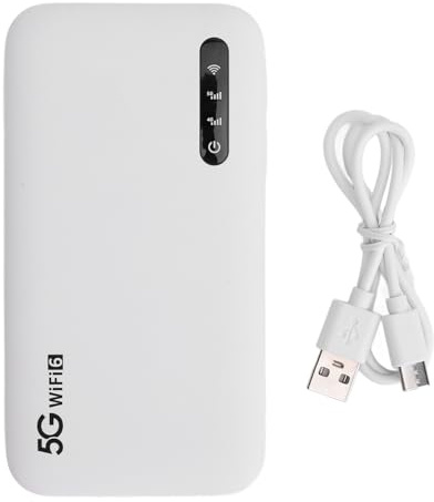 Router Portatile 5G WiFi 6 Hotspot Mobile Ad Alta velocità 6100mAh con Slot per Scheda SIM per Tablet Telefono Bianco