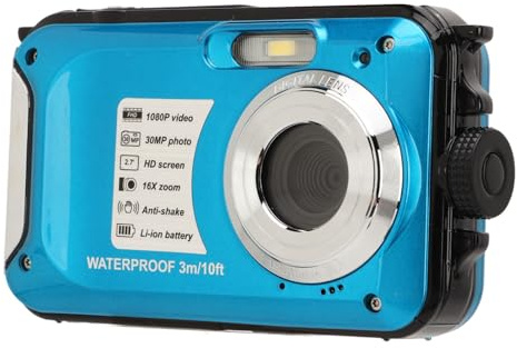 Fotocamera Subacquea, 1080P 30MP con Display LCD Fotocamera Digitale Impermeabile per Campeggio Snorkeling