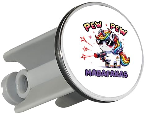 Huuraa Waschbeckenstöpsel Pew Pew Cooles Einhorn 4cm höhenverstellbar Abflussstopfen Geschenkidee